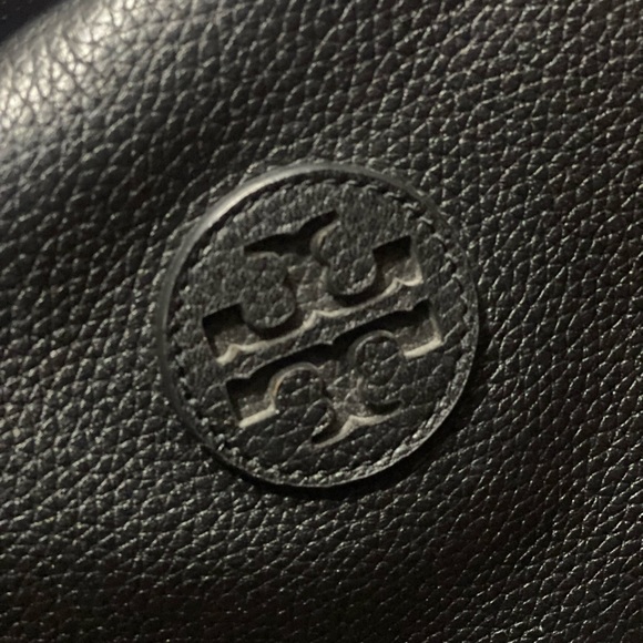 Authentic Tory Burch pure black leather backpack handbag pure black - Picture 2 of 5